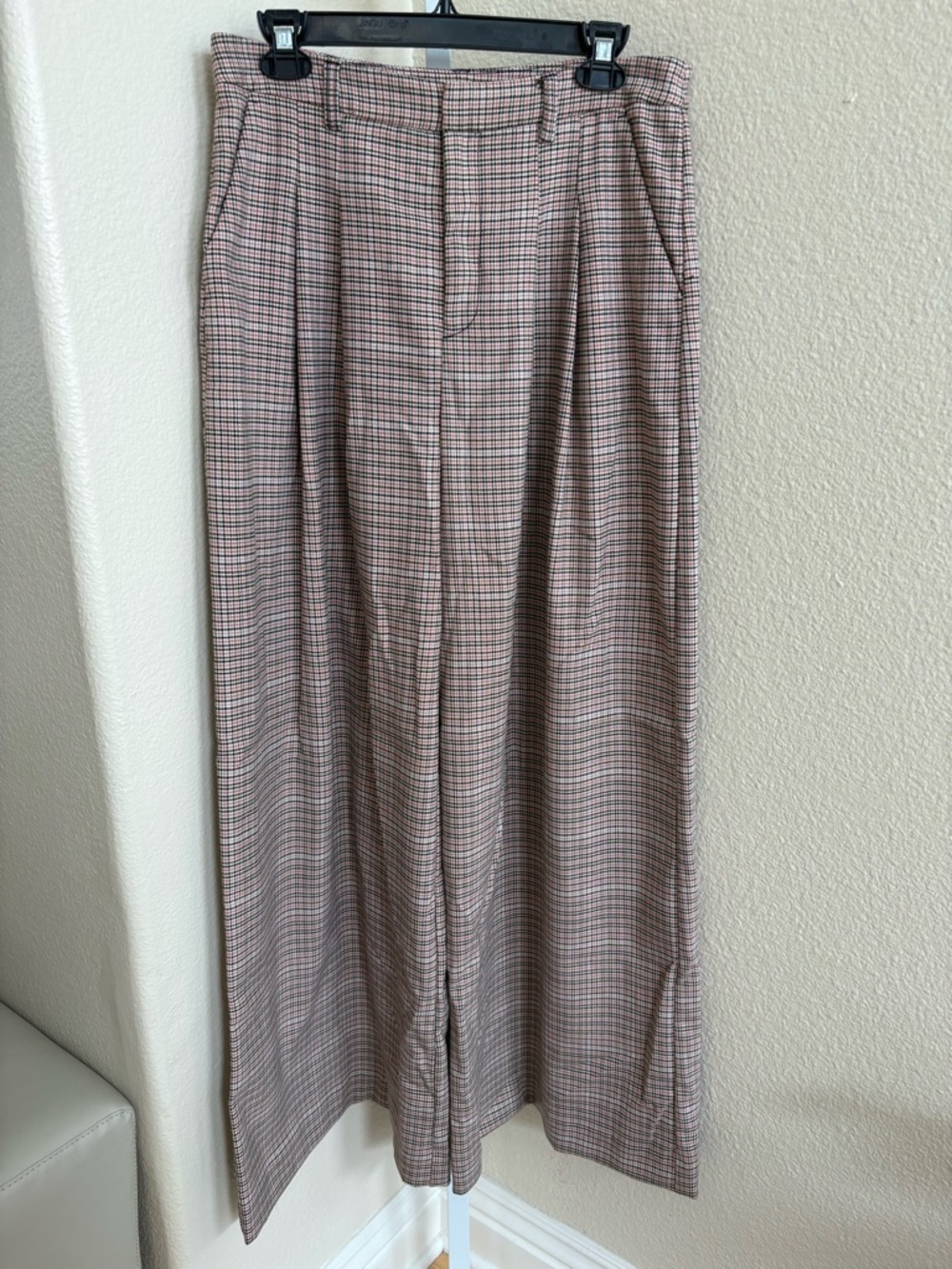 Maeve The Avery Pleated Wide-Leg Trousers Plaid in Ivory Combo - Size 8 - Picture 9 of 12